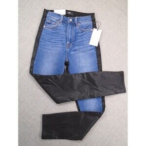 7 For All Mankind Jeans High Waist Ankle Skinny Womens 25 COATED 50/50 MSRP $228
